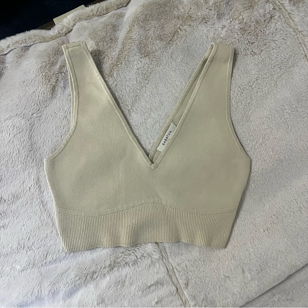 Aritzia Babaton Guggenheim Sculpt Knit Tank Top Beige